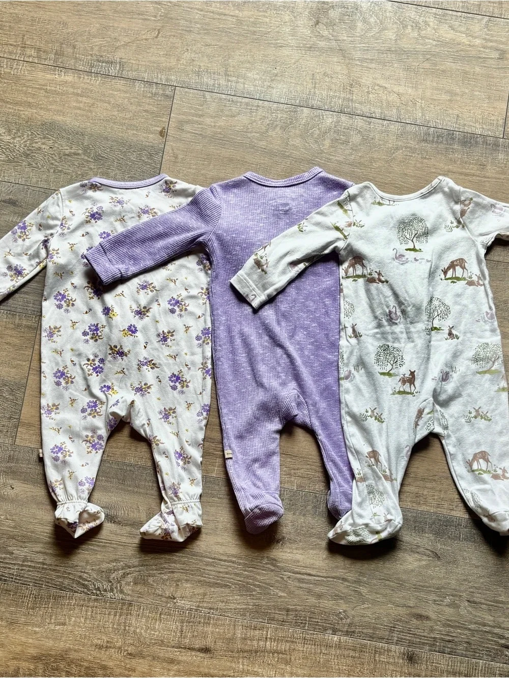 3-6M Baby Girl Sleepers Bundle | 3 Double Zip Footed Pajamas